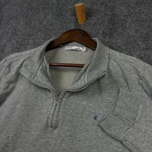 Criquet Quarter Zip Pullover Mens XL Gray Cotton French Terry Austin Texas Logo